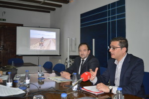 El presidente Ramón Millán en la presentación de las rutas BTT junto al gerente del Consorcio Camino del Cid