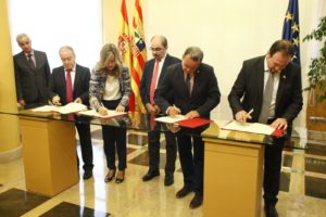 El convenio ha sido firmado entre las tres diputaciones y el Gobierno de Aragón